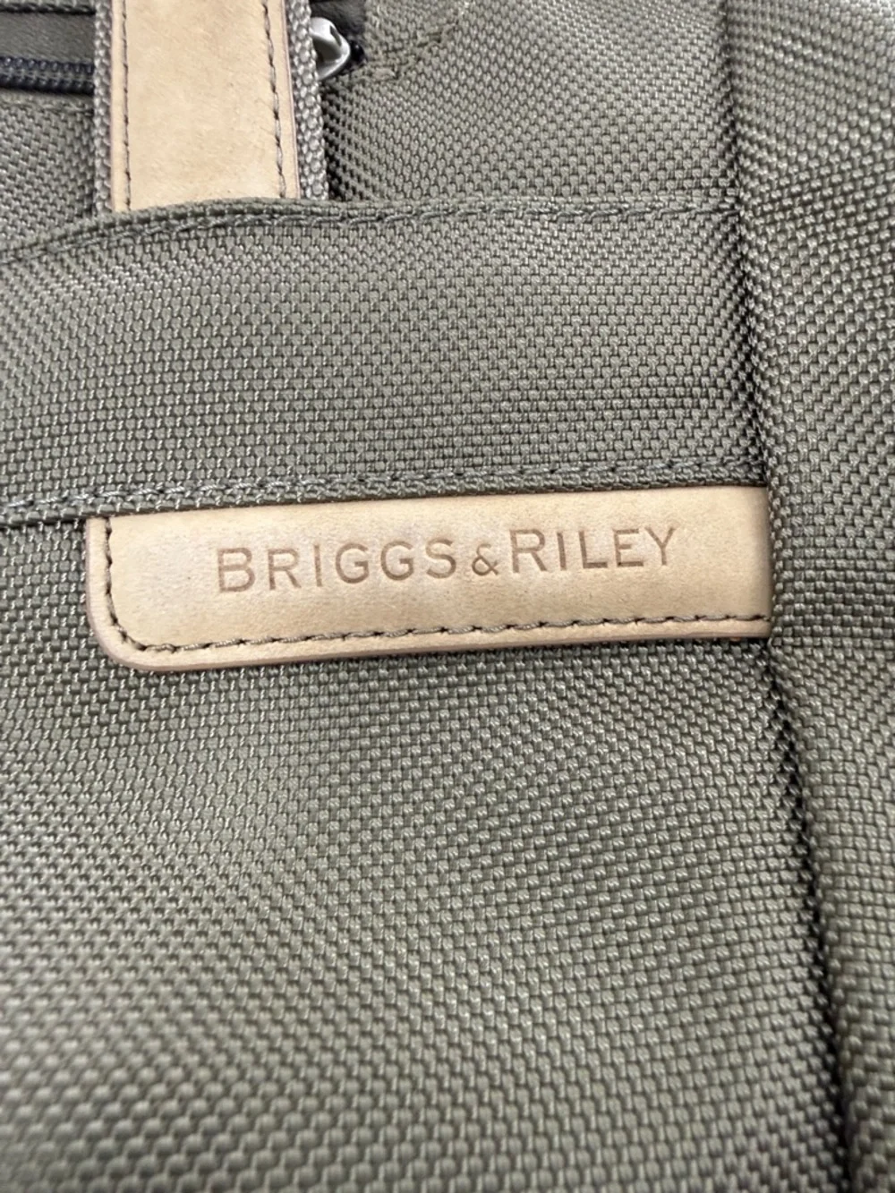 Briggs & Riley Travelware Large Shopping Tote Bag Olive Green Tan 255-7
